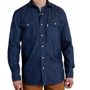 NWT Carhartt Men’s XL Denim Blue Snap-Front Denim Shirt Relaxed Fit (Runs Large)